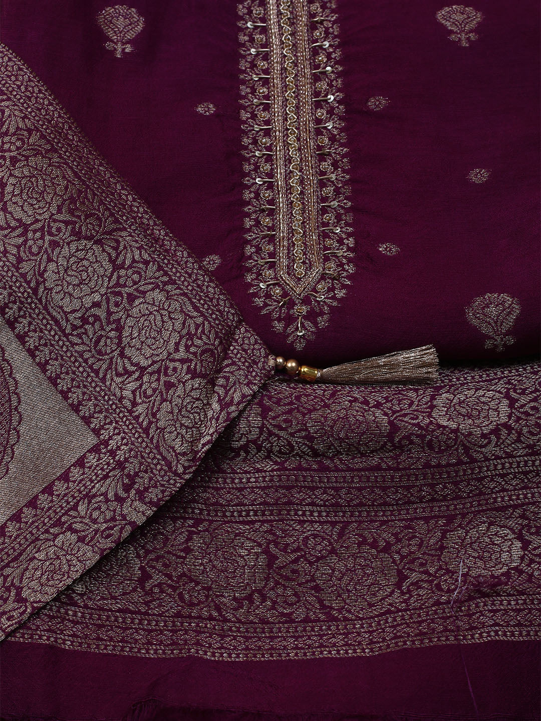 Kanjeevaram Chanderi Unstitched Suit With Dupatta