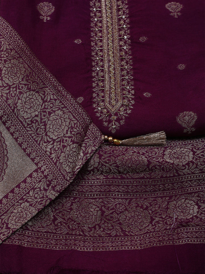 Kanjeevaram Chanderi Unstitched Suit With Dupatta