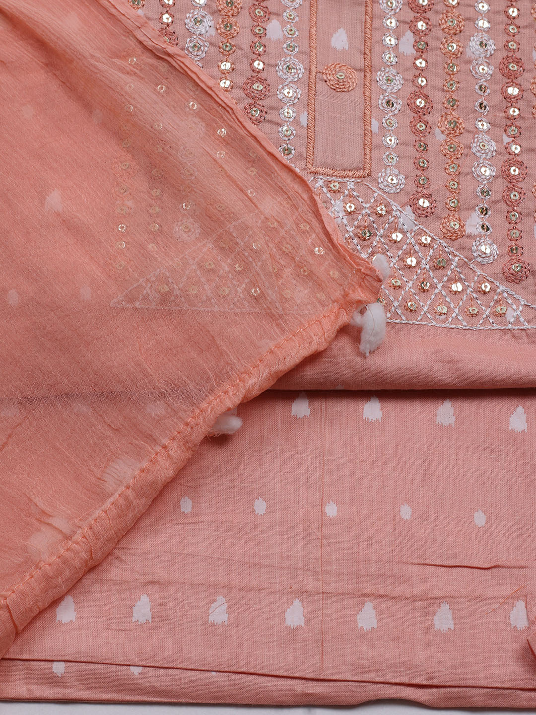 Neck Embroidered Cotton Blend Unstitched Suit With Dupatta