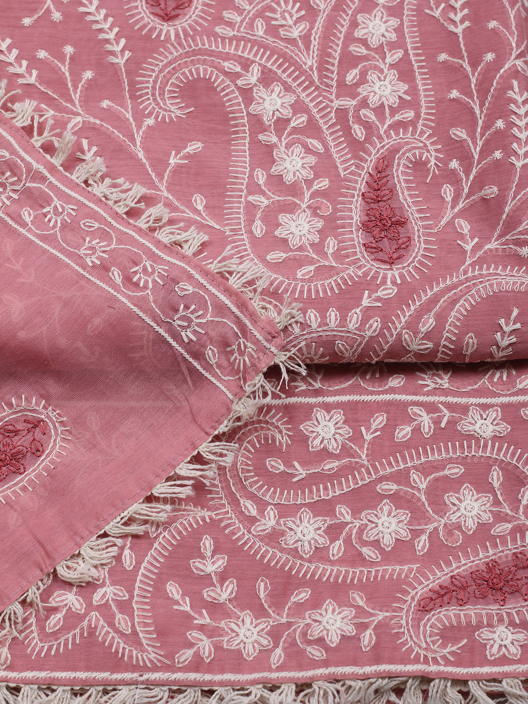 Embroidered Cotton Blend Unstitched Suit With Pant &amp; Dupatta
