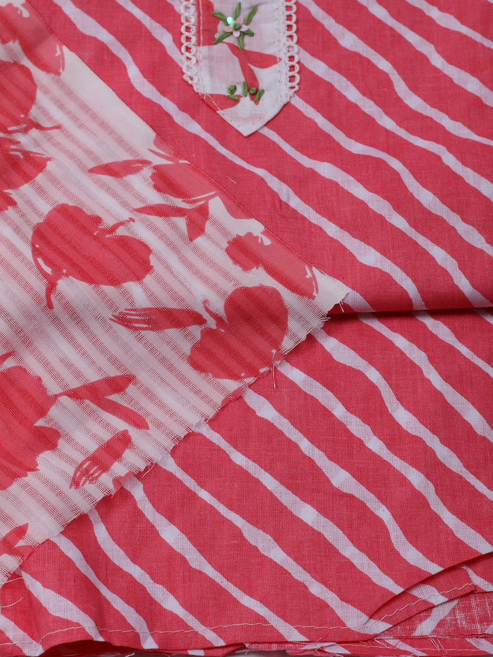 Printed Cotton Blend Unstitched Suit With Dupatta