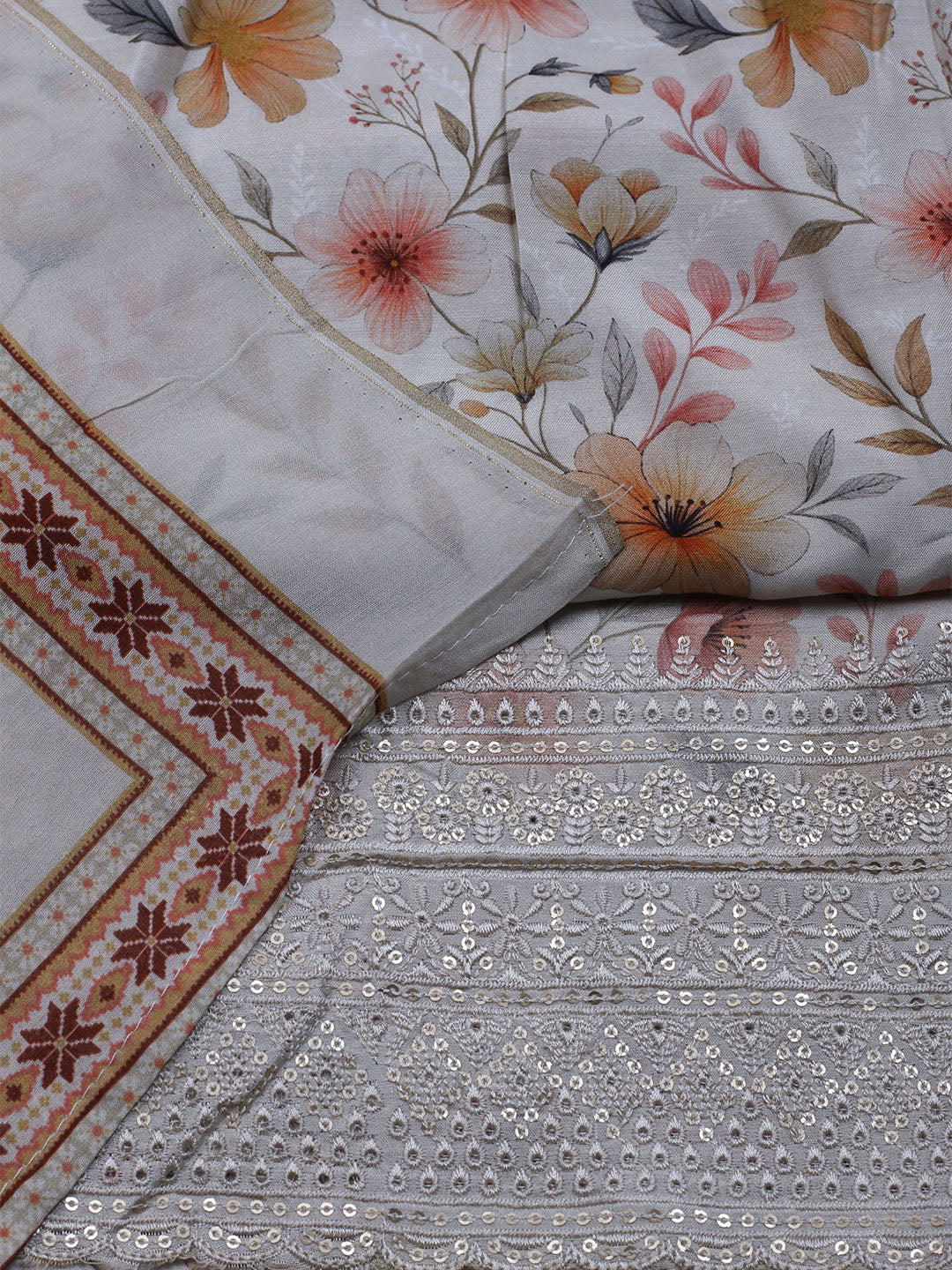 Printed Muslin Unstitched Suit With Dupatta