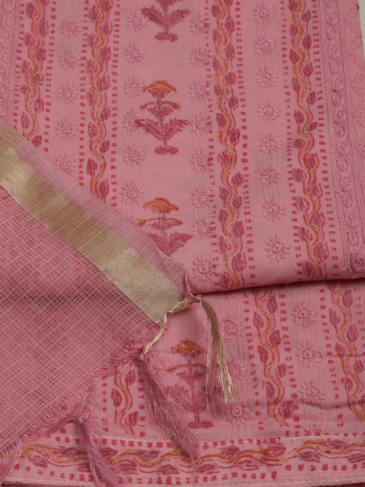 Printed Cotton Unstitched Suits Printed Suit With Pant &amp; Dupatta
