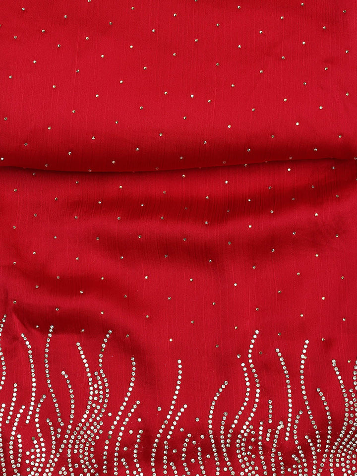 Sequins Work Chinon Unstitched Suit Piece With Dupatta