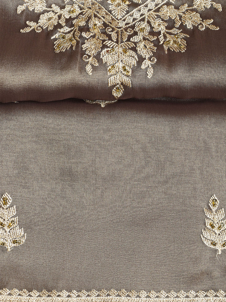 Embroidered Organza Unstitched Suit With Dupatta