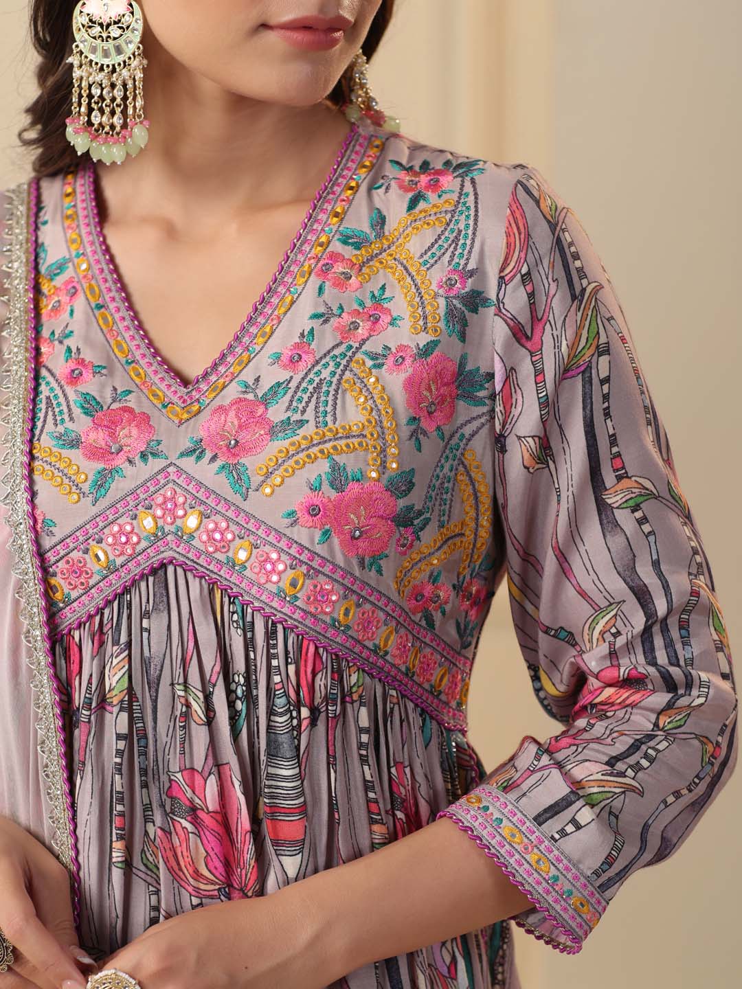 Printed Cotton Kurta With Pants & Dupatta