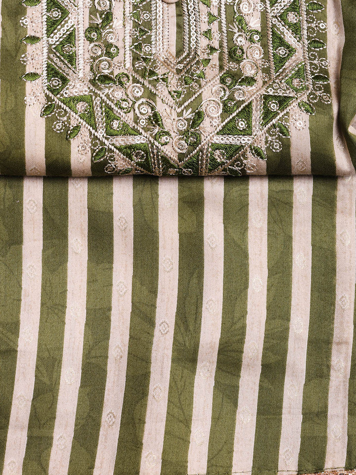 Neck Embroidered Cotton Blend Unstitched Suit With Dupatta
