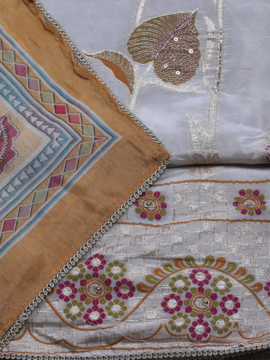 Woven Tissue  Unstitched Suit With Dupatta