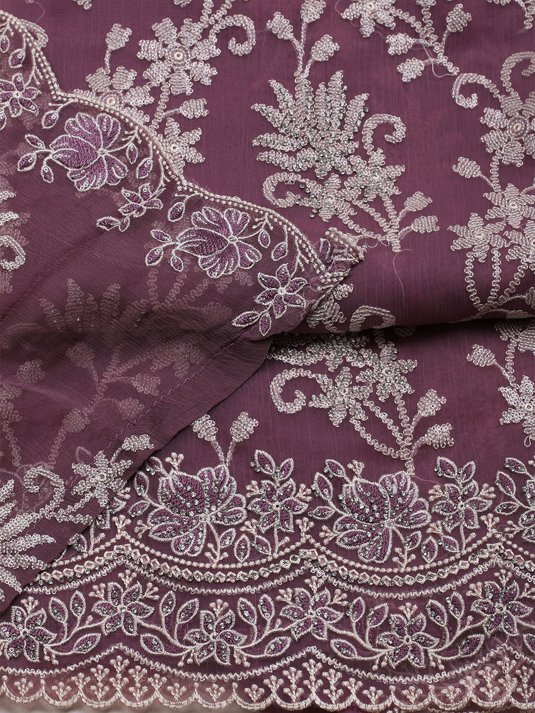 Embroidered Organza Unstitched Suit With Dupatta