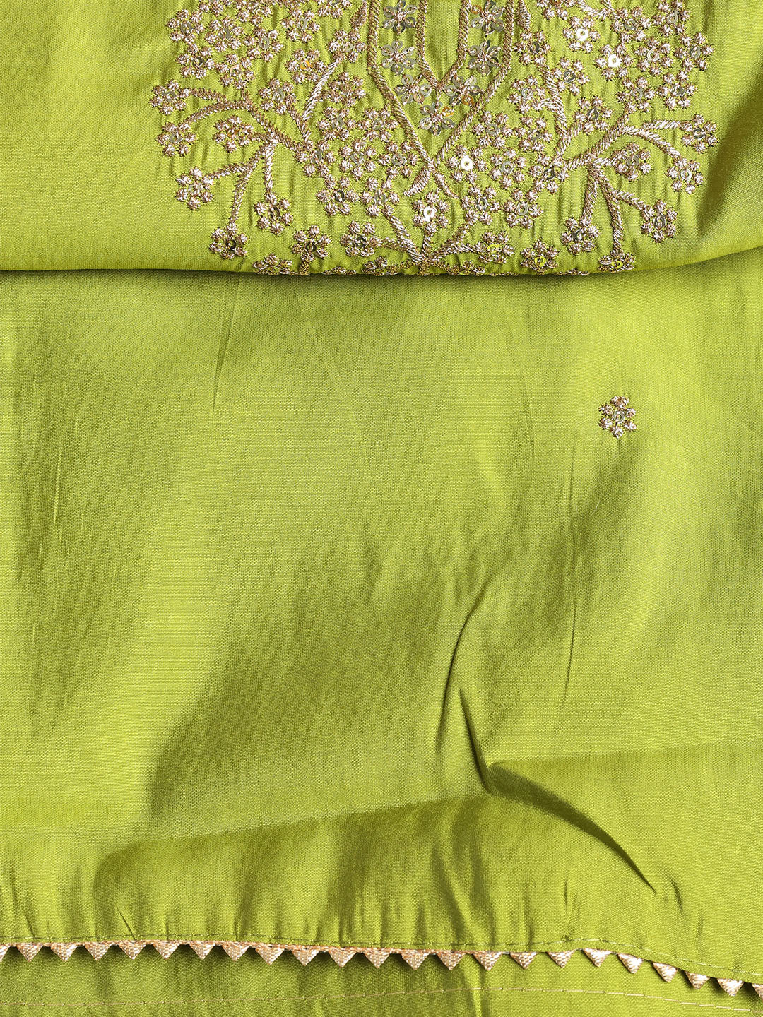 Neck Embroidered Chanderi Unstitched Suit With Dupatta