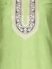 Neck Embroidered Chanderi Unstitched Suit Piece With Dupatta