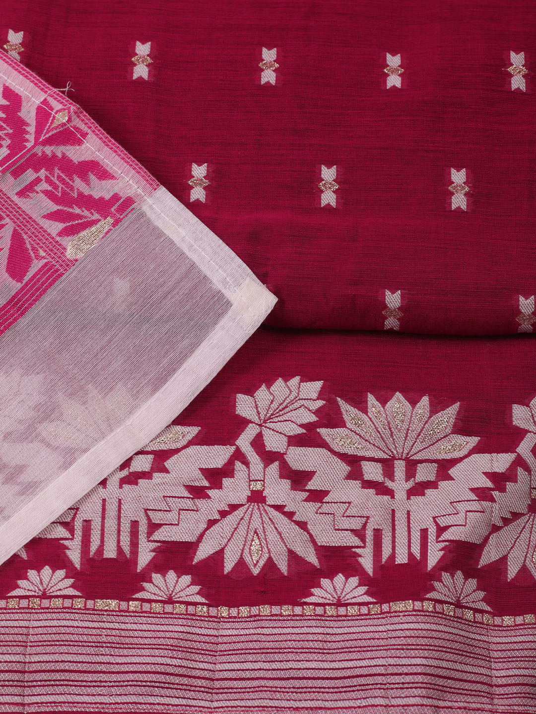 Embroidered Chanderi Unstitched Kurta With Pant &amp; Dupatta