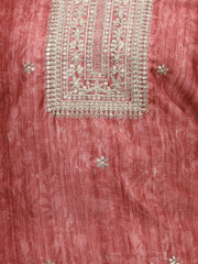 Neck Embroidered Chanderi Unstitched Suit Piece With Dupatta