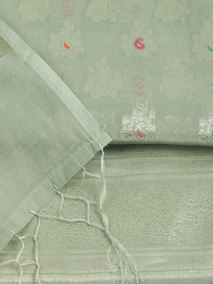 Woven Design Chanderi Unstitched Suit With Pant &amp; Dupatta
