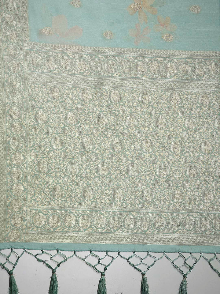 Floral Printed Tussar Saree