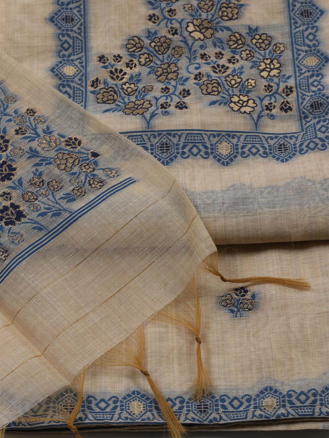Woven Design Chanderi Unstitched Suit With Dupatta