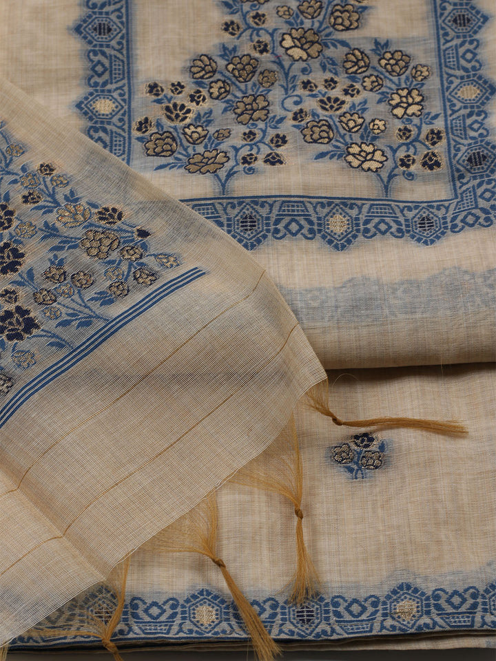 Woven Design Chanderi Unstitched Suit With Dupatta
