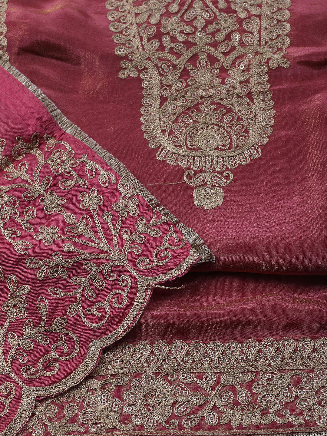 Embroidered Tissue Unstitched Kurta With Pant &amp; Dupatta