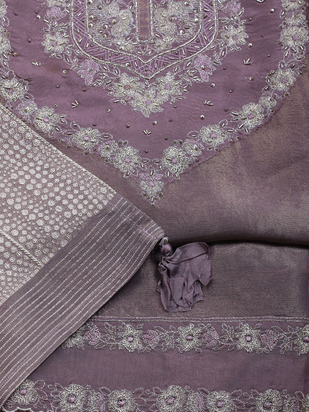 Embroidered Tissue Unstitched Suit With Dupatta