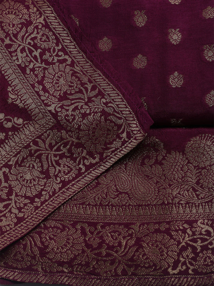 Woven Design Chanderi Unstitched Suit With Dupatta