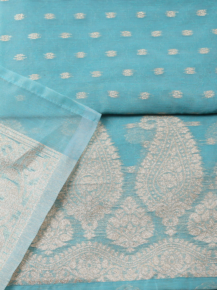 Woven Design Tissue Unstitched Suit With Pant Dupatta