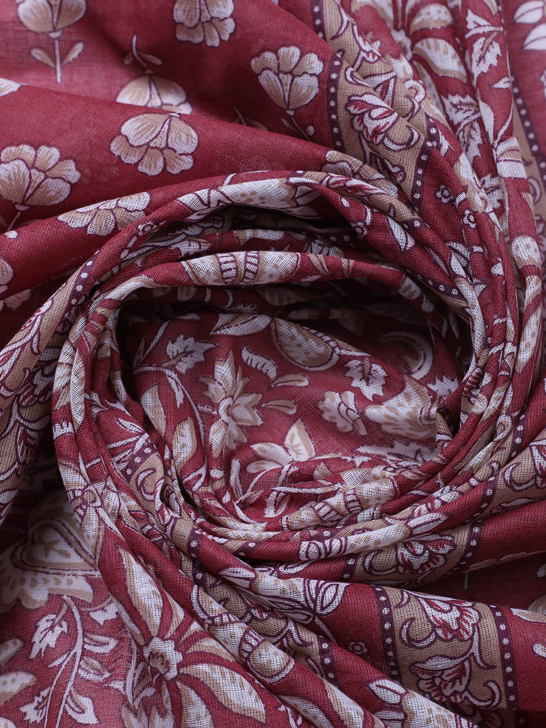 Printed Cotton Blend Unstitched Suit With Pant &amp; Dupatta