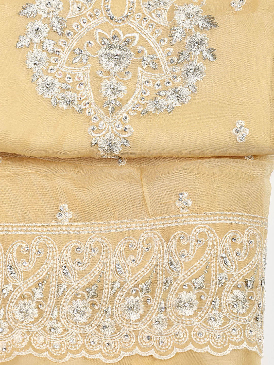 Embroidered Organza Unstitched Suit With Dupatta