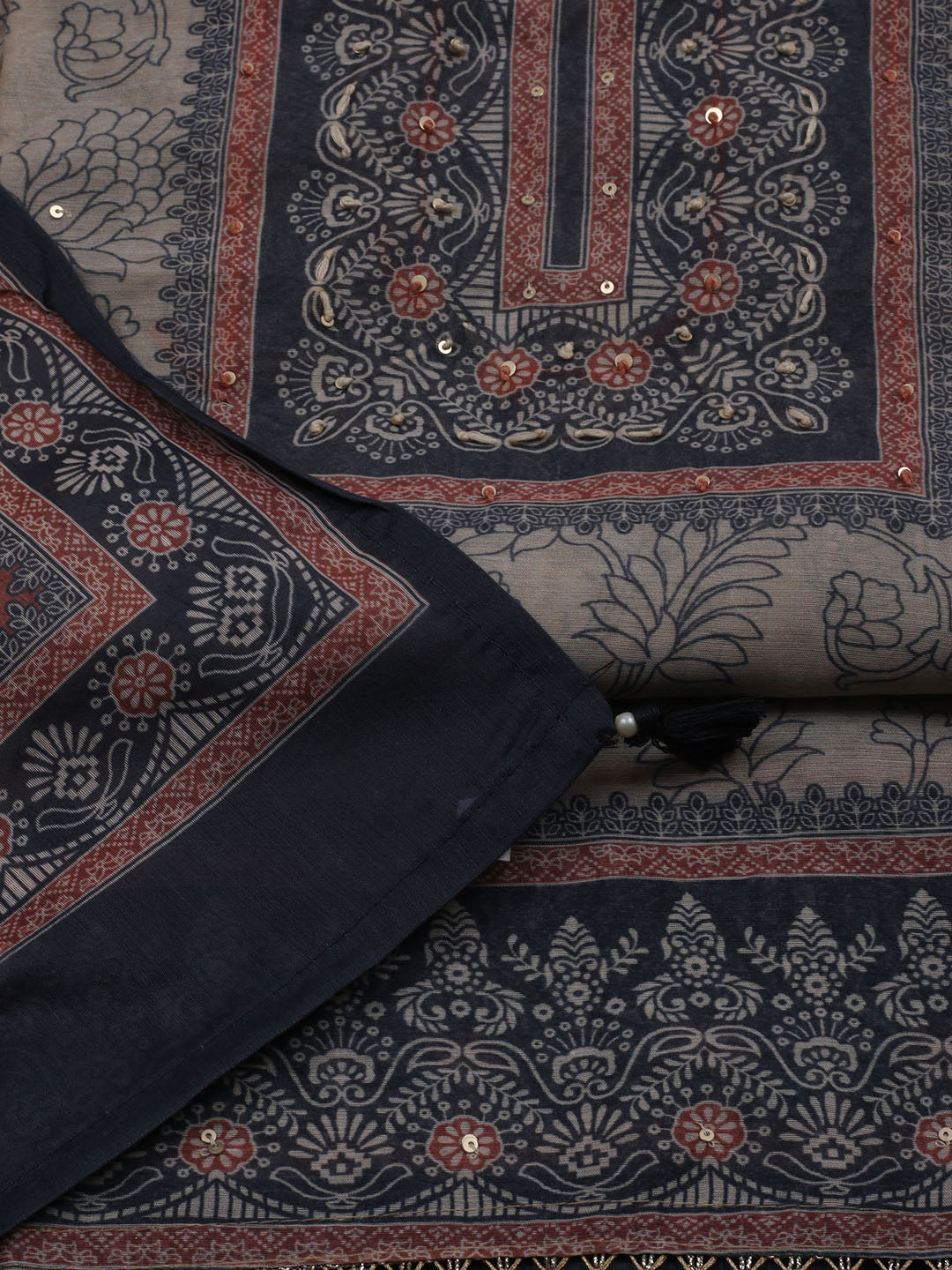 Printed Chanderi Unstitched Suit With Dupatta