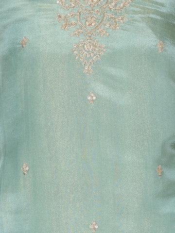 Neck Embroidery Chanderi Unstitched Suit With Dupatta