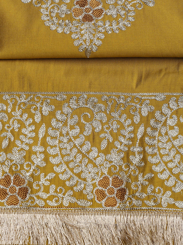 Embroidered Chanderi Unstitched Suit With Dupatta