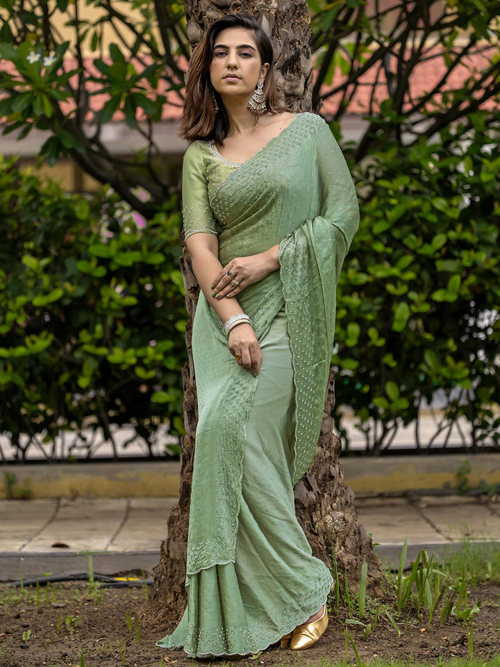 Embroidered Chiffon Saree