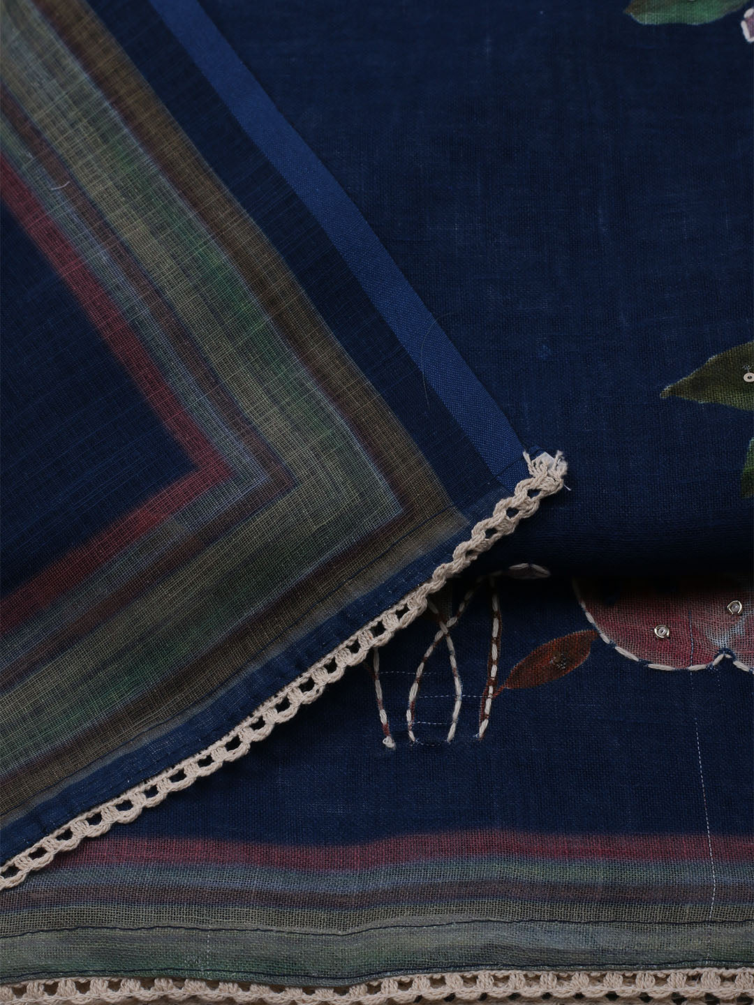 Printed Linen Unstitched Kurta With Pant &amp; Dupatta