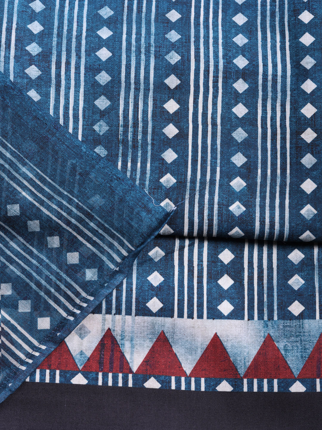 Printed Cotton Blend Unstitched Suit With Pant &amp; Dupatta