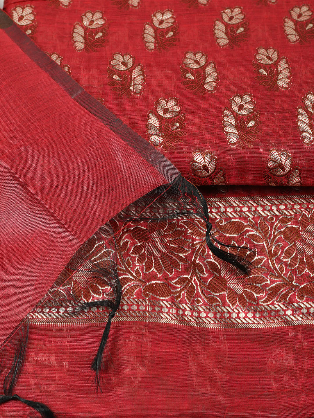 Woven Design Chanderi Unstitched Suit With Pant &amp; Dupatta
