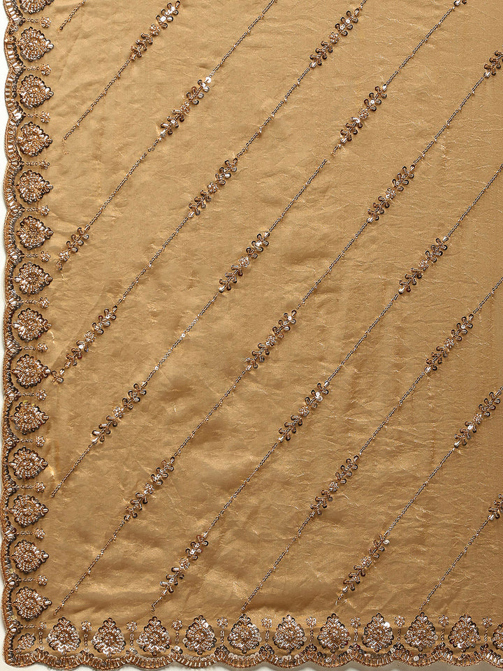 Stone &amp; Cut Work Embellished Organza Saree