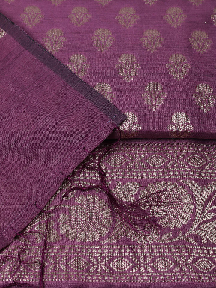 Woven Design Chanderi Unstitched Suit With Pant &amp; Dupatta