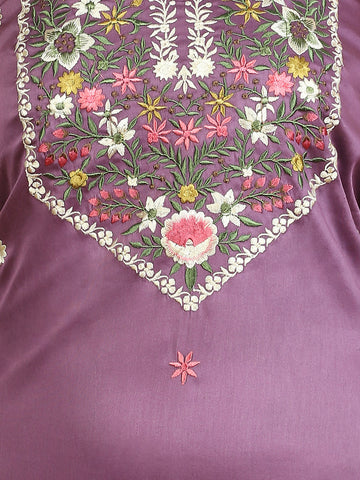 Neck Embroidered Cotton Blend Unstitched Suit Piece With Dupatta