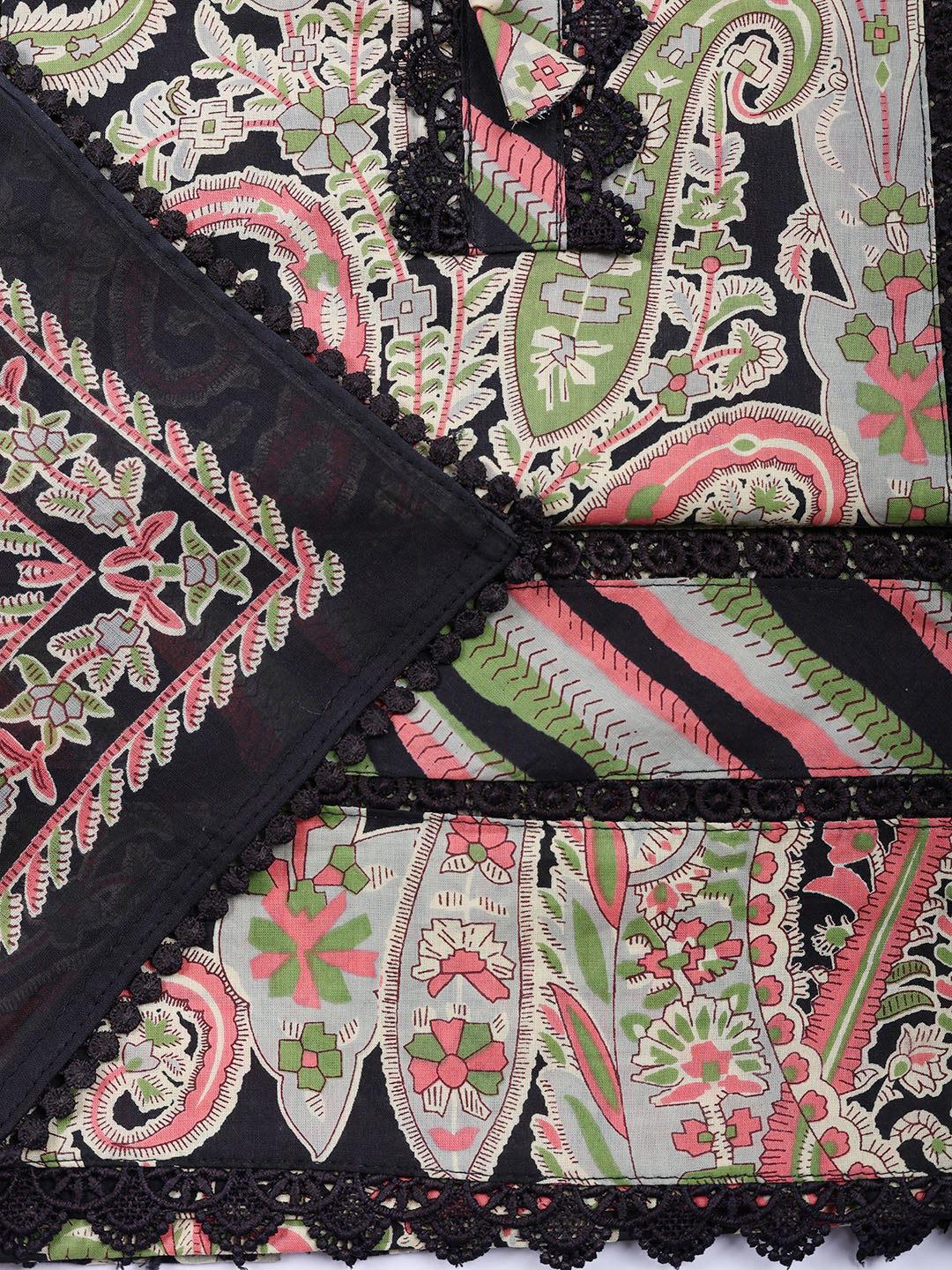 Embroidered Cotton Blend Unstitched Suit With Pant Dupatta