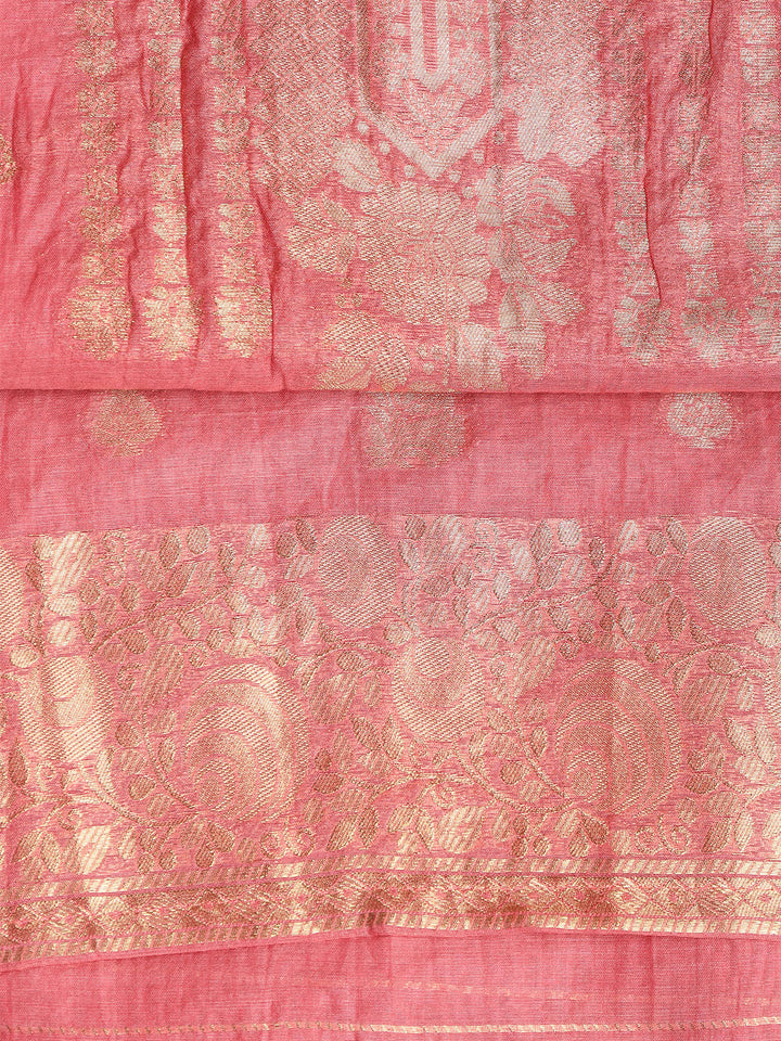 Woven Neck Chanderi Unstitched Suit With Dupatta