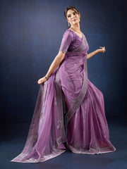 Stone Embroidery Organza Saree