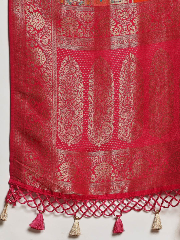 Woven Design Satin Saree