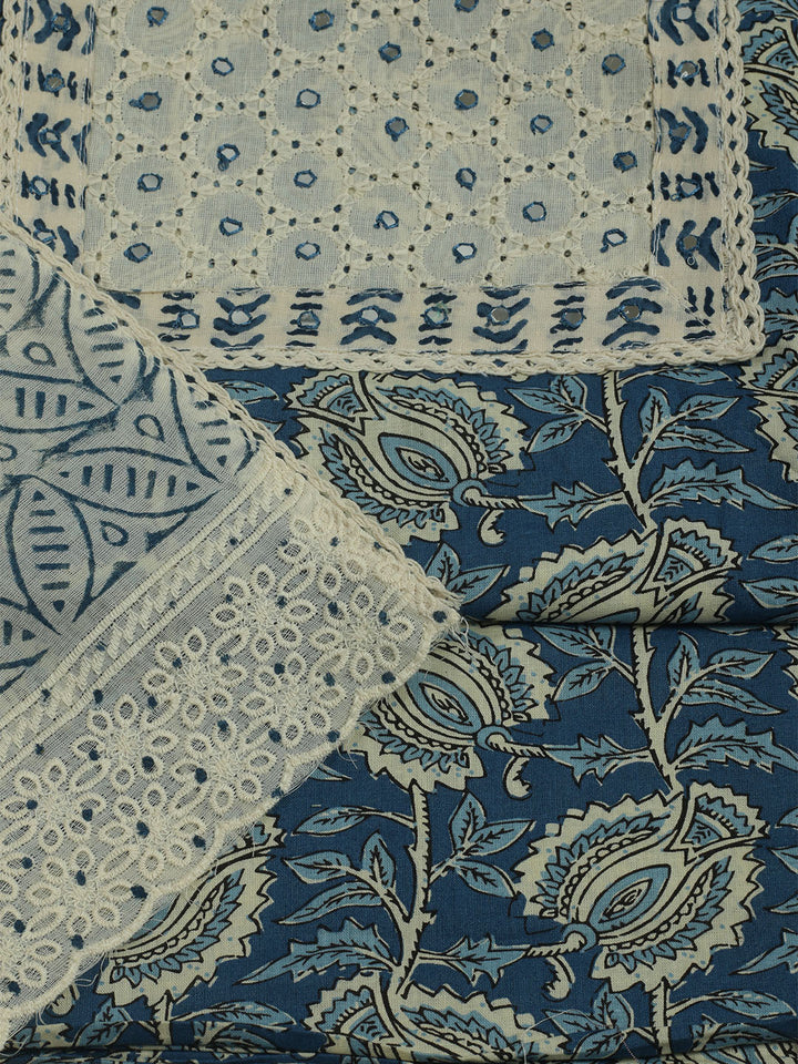 Printed Cotton Unstitched Suits Printed Suit With Pant &amp; Dupatta