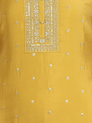 Neck Embroidered Chanderi Unstitched Suit Piece With Dupatta