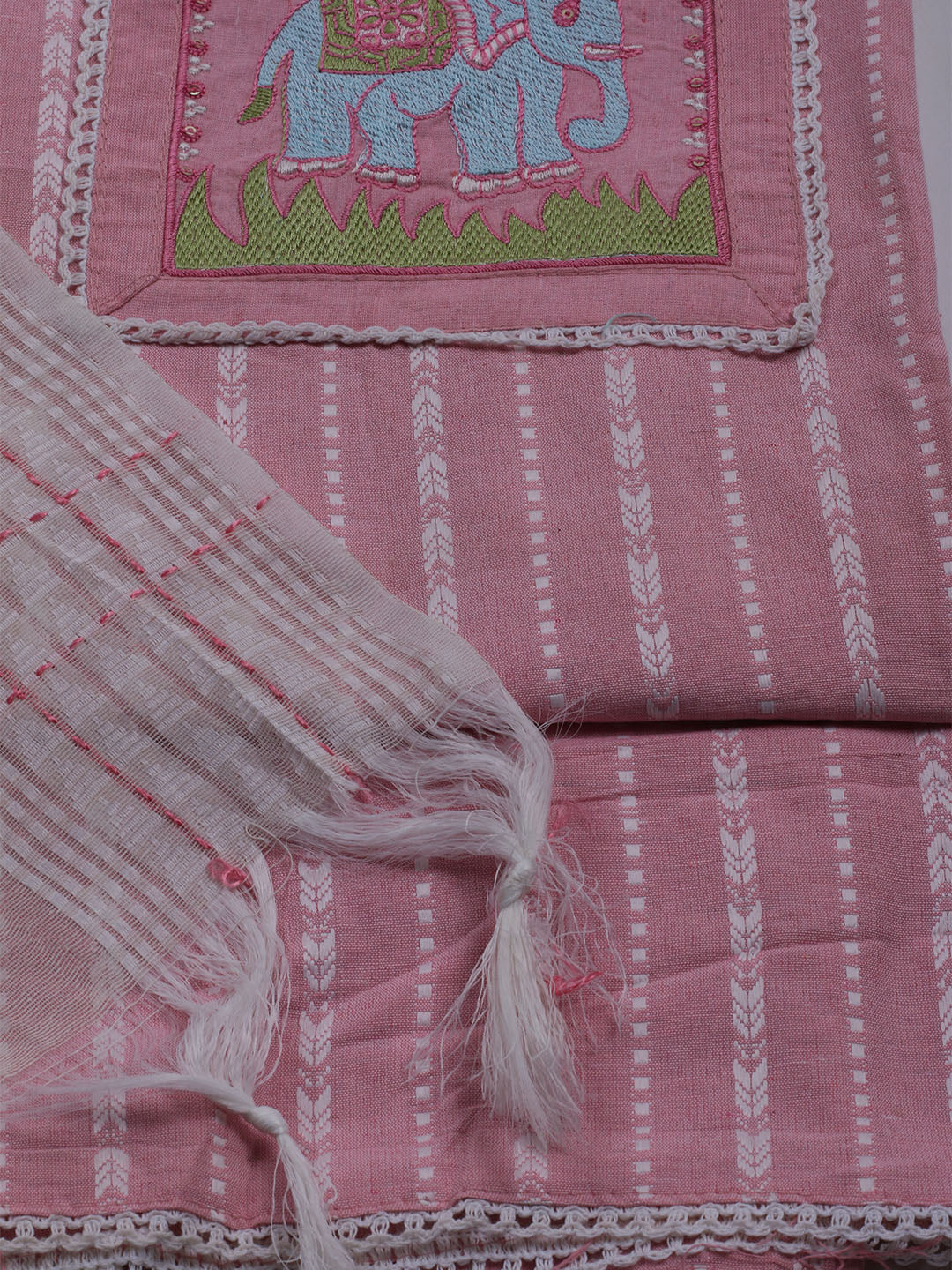 Neck Embroidered Cotton Blend Unstitched Suit With Dupatta