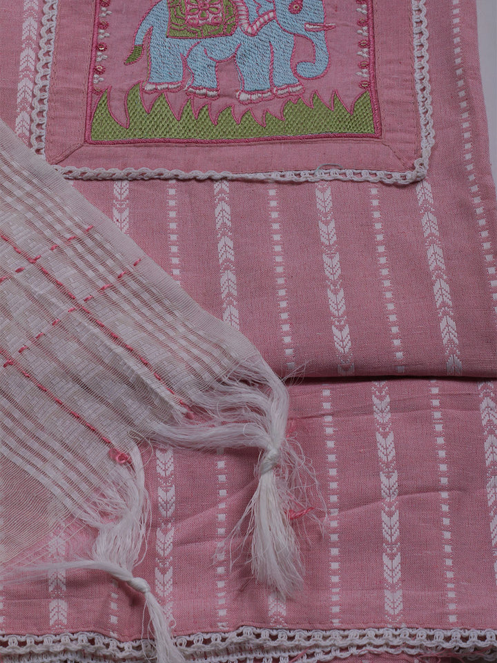 Neck Embroidered Cotton Blend Unstitched Suit With Dupatta