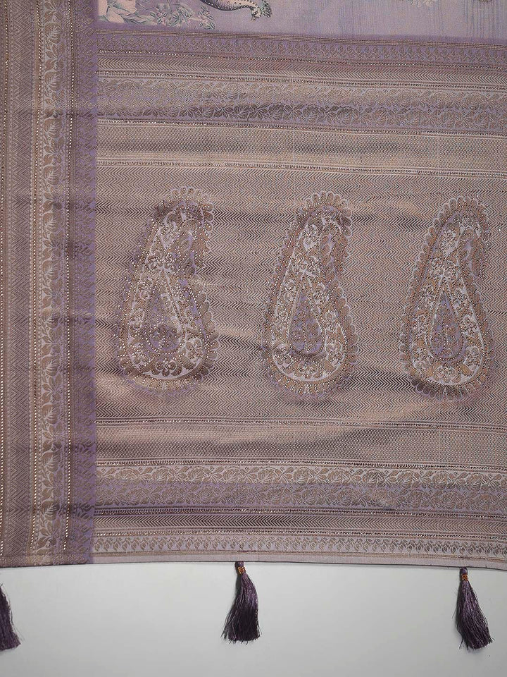 Printed &amp; Woven Design Art Silk Saree