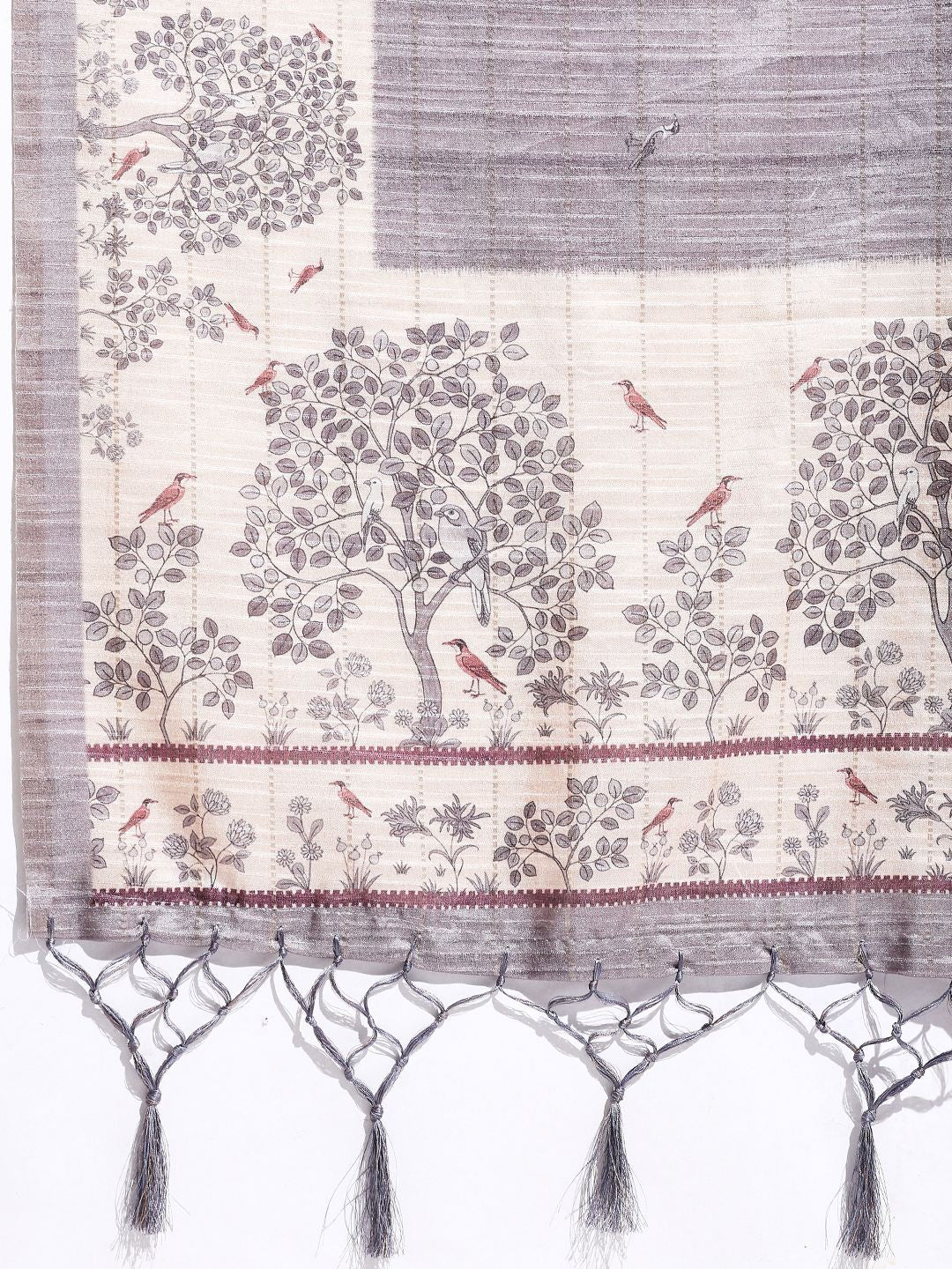 Floral Printed Tussar Silk Saree