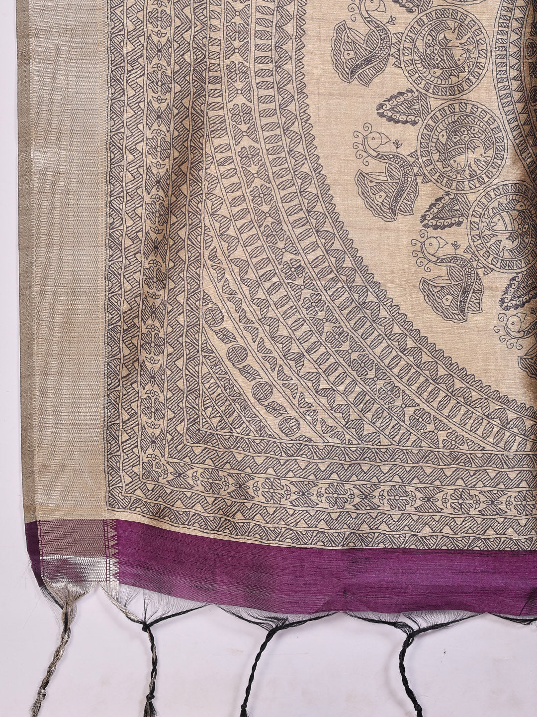 Zaari Jaal Tussar Saree