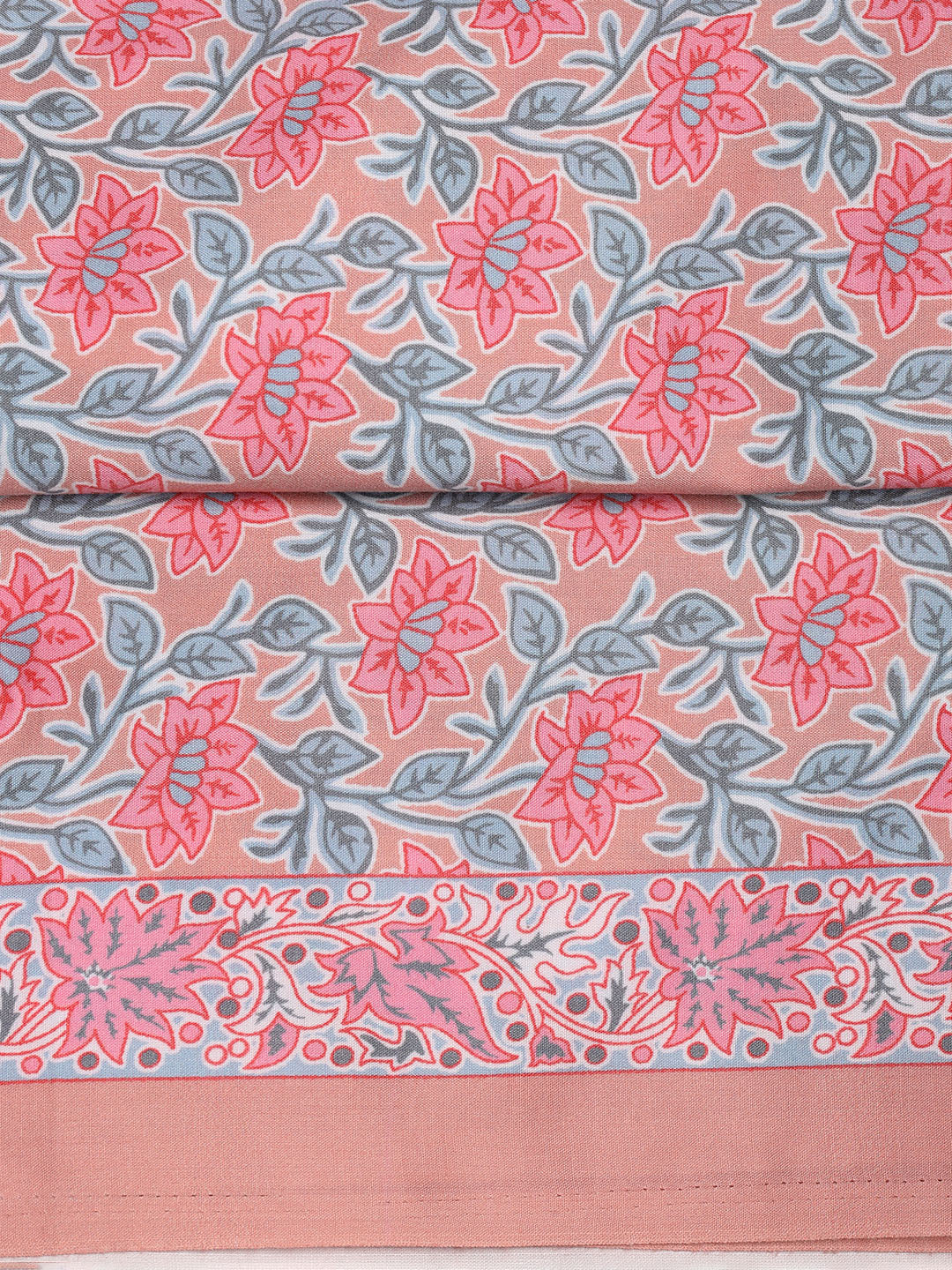Printed Cotton Blend Unstitched Suit With Dupatta