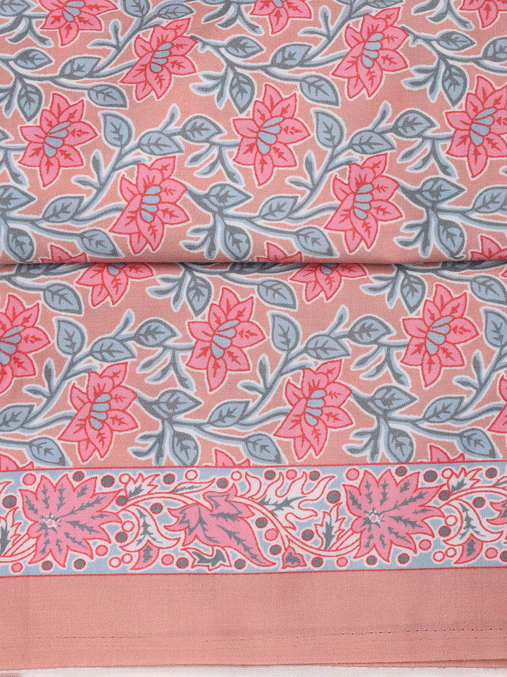 Printed Cotton Blend Unstitched Suit With Dupatta